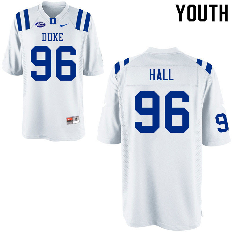 Youth #96 Aaron Hall Duke Blue Devils College Football Jerseys Sale-White - Click Image to Close